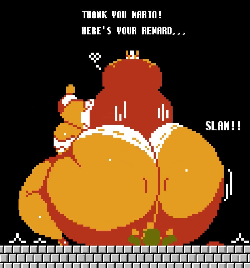 1girls artist_request big_ass butt_crush huge_ass larger_female mario mario_(series) massive_ass pixel_art pixelated princess_peach princess_toadstool smaller_male tagme