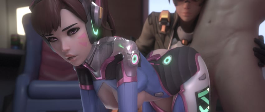 2girls 3d ambiguous_penetration blizzard_entertainment d.va female fraxxlr implied_sex naked_male nude overwatch overwatch_2 sex small_breasts teenager