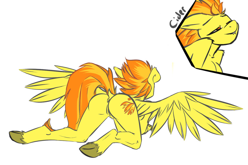 2013 amber_eyes anthro anthrofied ass cutie_mark equine female friendship_is_magic frumplechuck hair hooves horse knealing my_little_pony orange_hair pegasus plain_background pony solo spitfire_(mlp) two_tone_hair white_background wings wonderbolts_(mlp)