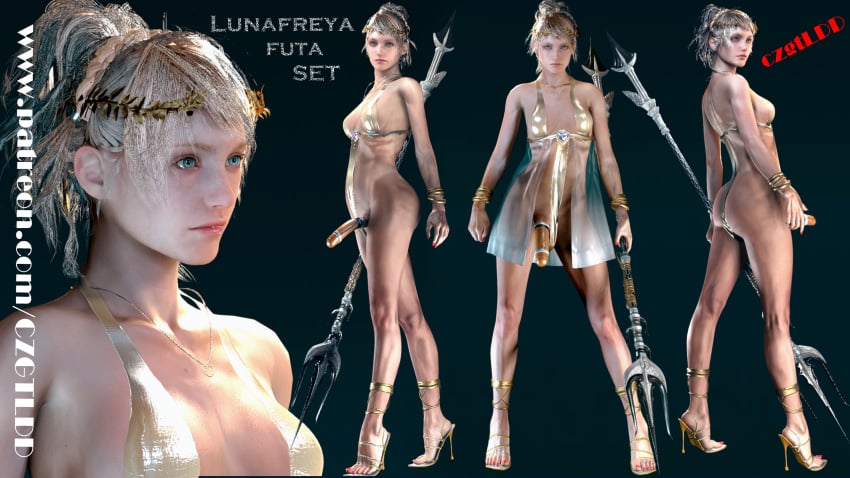 1futa 3d big_ass big_breasts blonde_hair czgtldd final_fantasy final_fantasy_xv futa_only futanari lunafreya_nox_fleuret penis solo square_enix virtamate