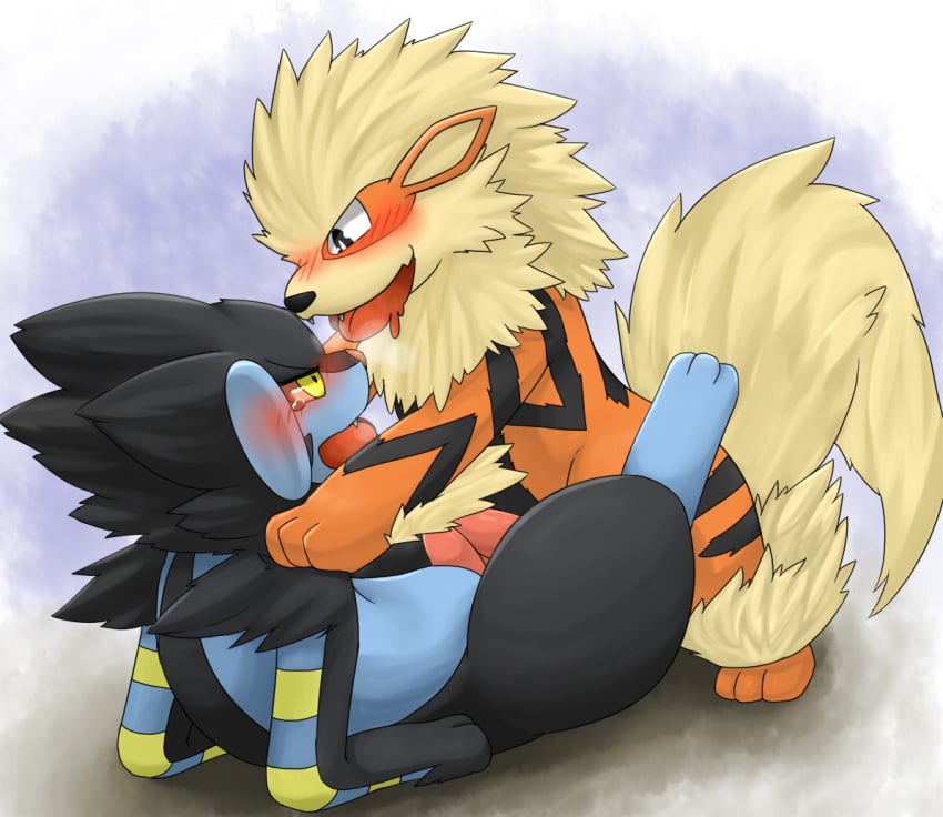 3_toes arcanine black_eyes black_fur black_nose blue_fur blush canine duo erection eye_contact feral frottage fur furry furry_only gay legs_up luxray lying male manoreo nintendo no_humans on_back on_top open_mouth orange_fur penis pink_nose pink_penis pokemon pokemon_(species) raised_leg tears teeth tongue tongue_out video_games yellow_eyes yellow_fur