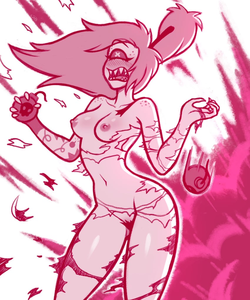 1girls breasts cherri_bomb_(hazbin_hotel) female hazbin_hotel misfitrogue242 nude tagme torn_clothes wardrobe_malfunction