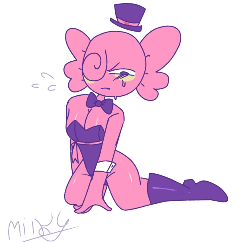 boots dandy's_world female milky_goober oc sitting_on_floor taffi_(milky_goober) top_hat