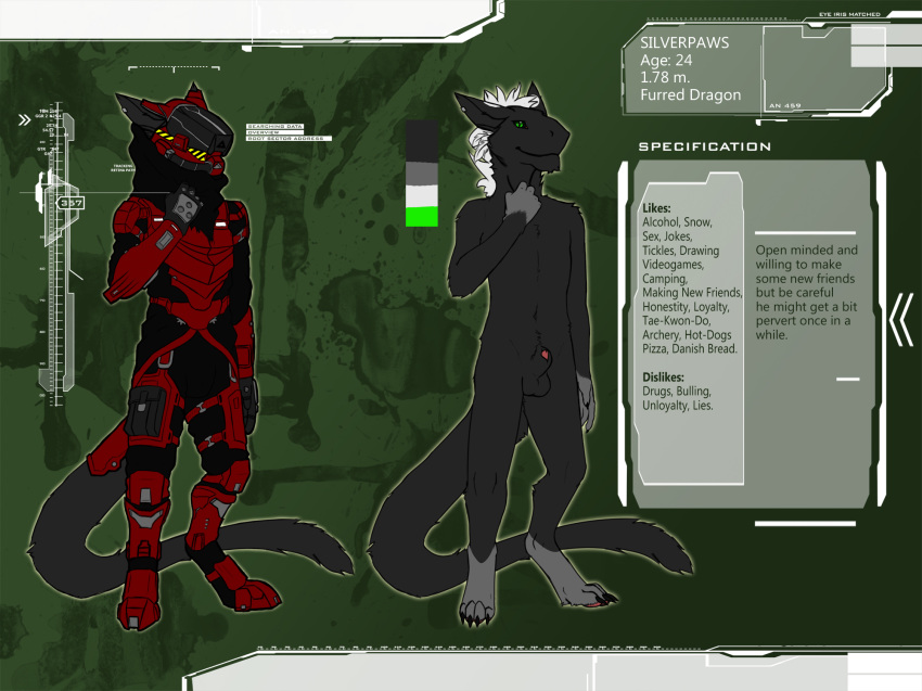 1boy anthro armor chakat-silverpaws claws dragon feathers furred_dragon furry futuristic male male_only model_sheet nude scalie sheath silverpaws solo