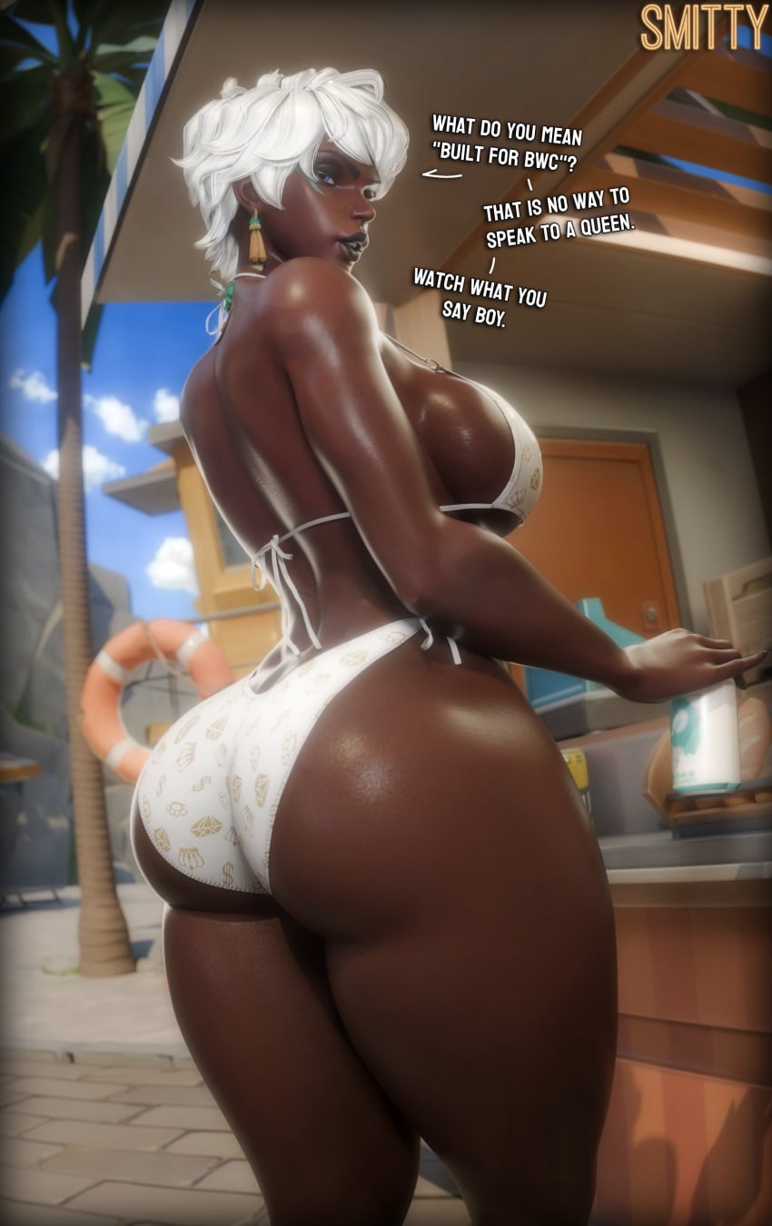 3d 3d_(artwork) ads big_ass big_boobs big_breasts big_butt boobs breasts butt clothed clothed_female dark-skinned_female dark_skin large_ass large_boobs large_breasts large_butt looking_at_viewer looking_back looking_back_at_viewer marvel marvel_rivals ororo_munroe short_hair short_hair_female smitty34 storm_(marvel_rivals) storm_(x-men) white_hair white_hair_female x-men