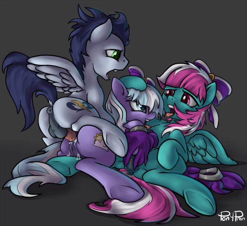 2014 anal anal_sex anus balls blue_fur blue_hair cum cutie_mark equine female feral fizzy_pop_(mlp) friendship_is_magic fur grey_background group hair high_resolution horse horsecock lilac_sky_(mlp) lying male mammal my_little_pony on_back on_front open_mouth pegasus penetration penis plain_background pony ponypron pussy pussy_juice sex soarin_(mlp) tongue two_tone_hair vein wings wonderbolts_(mlp)