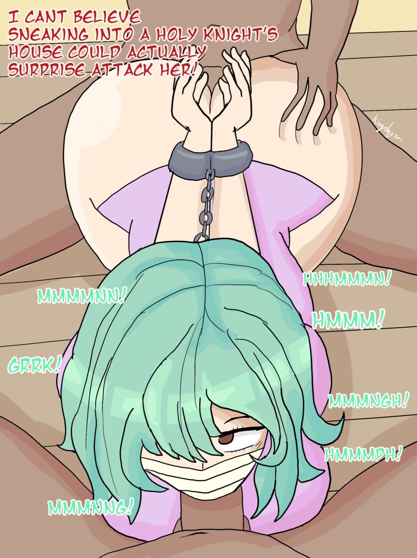 1girls 2boys 2boys1girl ahe_gao anal anal_sex anal_sex ass_grab blowjob blowjob_face bondage chains cuff_(restraint) cuffed cuffs deepthroat degradation double_penetration fellatio female forced forced_oral forced_sex gunko kidnapped kingdagon looking_at_viewer muffled muffled_moaning muffled_scream oral oral_penetration oral_sex pajama_shirt pajamas partially_clothed rape raped restrained spitroast sucking_penis