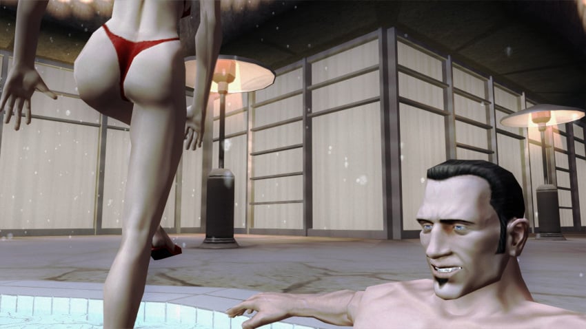 3d breasts chad_bingham_jr. christmas female hitman hitman_blood_money io-interactive red_bikini screenshot sexy video_games white_hair white_skin