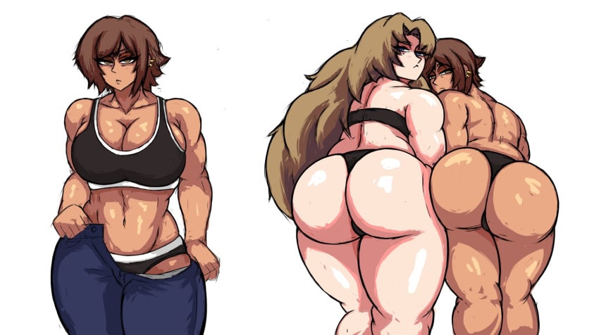 2girls abs ass_focus huge_breasts limbus_company littleteze outis_(limbus_company) project_moon rodion_(limbus_company)