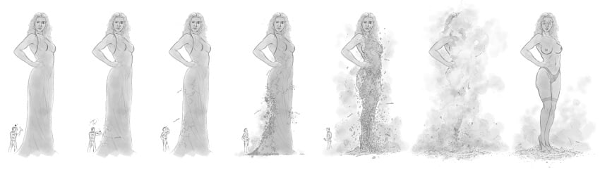 1girls disintegrating_clothes original panties sequence statue topless topless_female wuulfenblade