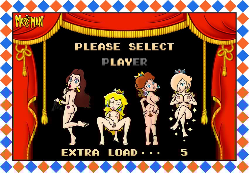 4girls anus ass breasts female mario_(series) pauline princess_daisy princess_peach princess_rosalina pussy tagme the_moss-man