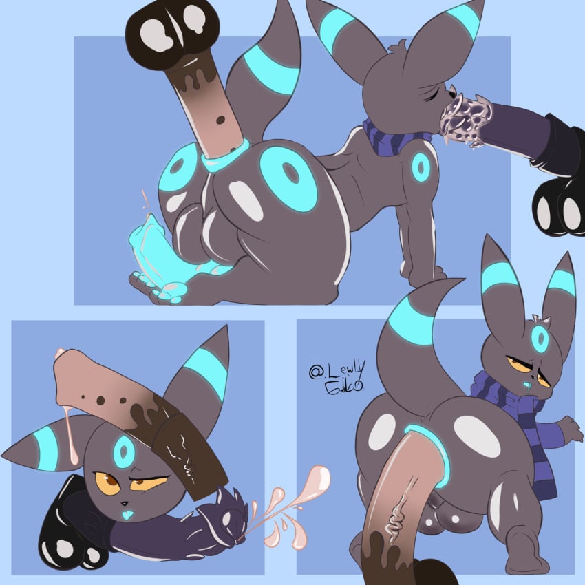 anal animal_genitalia animal_penis anthro bodily_fluids cum cumshot eeveelution ejaculation equine_genitalia equine_penis generation_2_pokemon genital_fluids genitals group hi_res lewdly_gibo male male/male male_penetrated male_penetrating male_penetrating_male nintendo penetration penis pokemon pokemon_(species) sex trio umbreon
