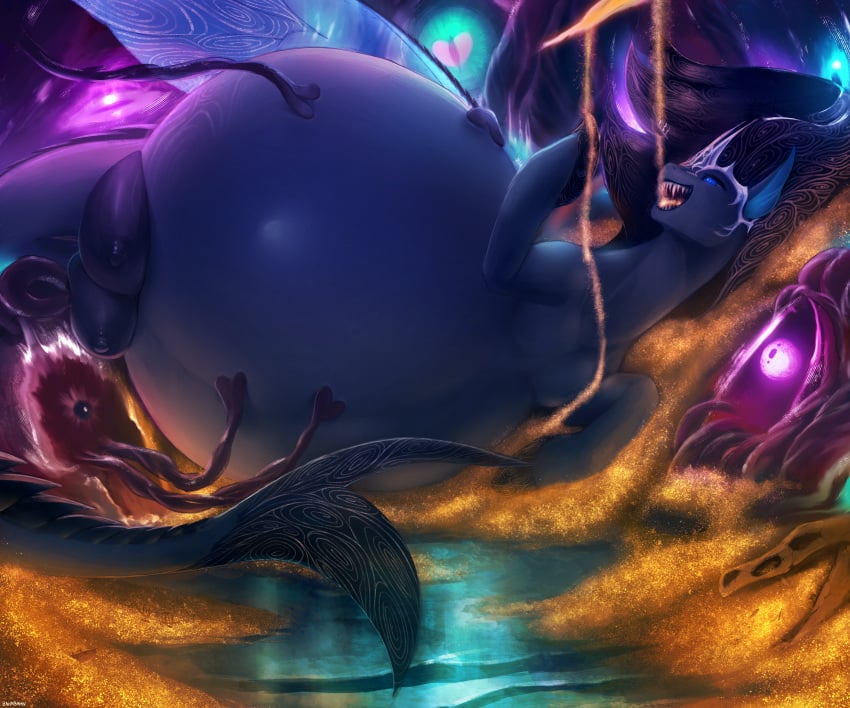 absurd_res anus bahnbahn belly big_belly big_teats black_body blue_eyes equid european_mythology fan_character female feral genitals ginormous_belly greek_mythology hasbro hi_res hippocampus huge_belly hyper hyper_belly hyper_pregnancy lying mammal marine my_little_pony mythology nipples on_side pregnant pregnant_female pregnant_feral sharp_teeth solo teats teeth vulva wings