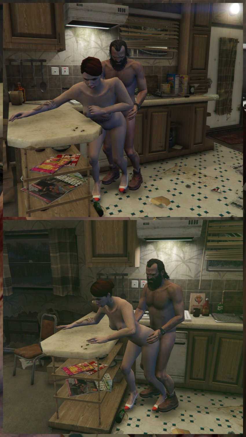 caroline freckles grand_theft_auto grand_theft_auto_online gta_online_female_character heels red_hair trevor_philips
