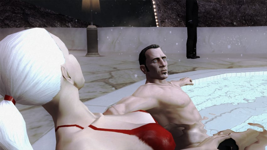 3d breasts chad_bingham_jr. christmas female hitman hitman_blood_money io-interactive red_bikini screenshot sexy video_games white_hair white_skin