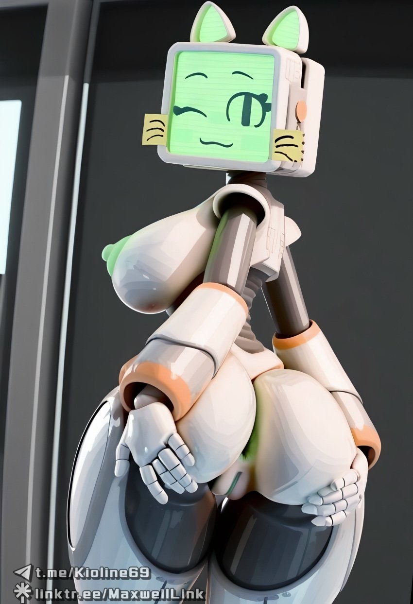 1girls ai_assisted ai_generated animal_ears cat_ears catgirl civitai computer_head computer_monitor computer_screen felid felid_humanoid feline female female_only green_nipples kioline pur_03 robot robot_cat robot_catgirl robot_girl robot_humanoid screen_face solo solo_female solo_focus spread_ass spreading tv tv_head wide_hips
