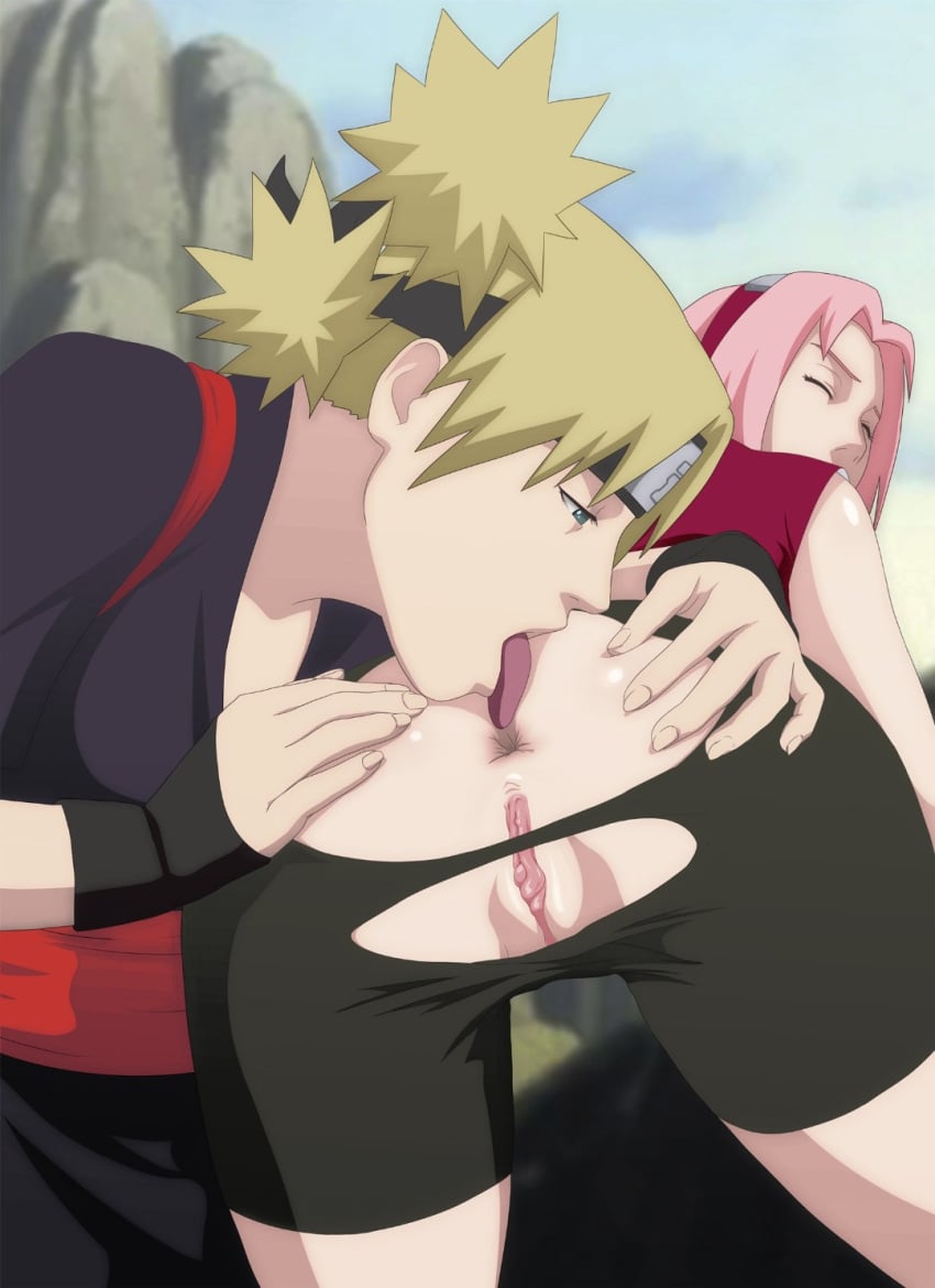 2girls anilingus anilingus_from_female anus ass ass_focus ass_grab big_ass big_butt blonde_hair clitoris closed_eyes clothed_female female female_only haruno_sakura headband lesbian_sex licking licking_ass looking_at_anus looking_at_ass naruto naruto_(classic) naruto_(series) naruto_shippuden oral pink_hair pussy rimjob rimming rimming_female sakura_haruno spread_anus spread_ass sticking_out_tongue tearing_pants temari yuri