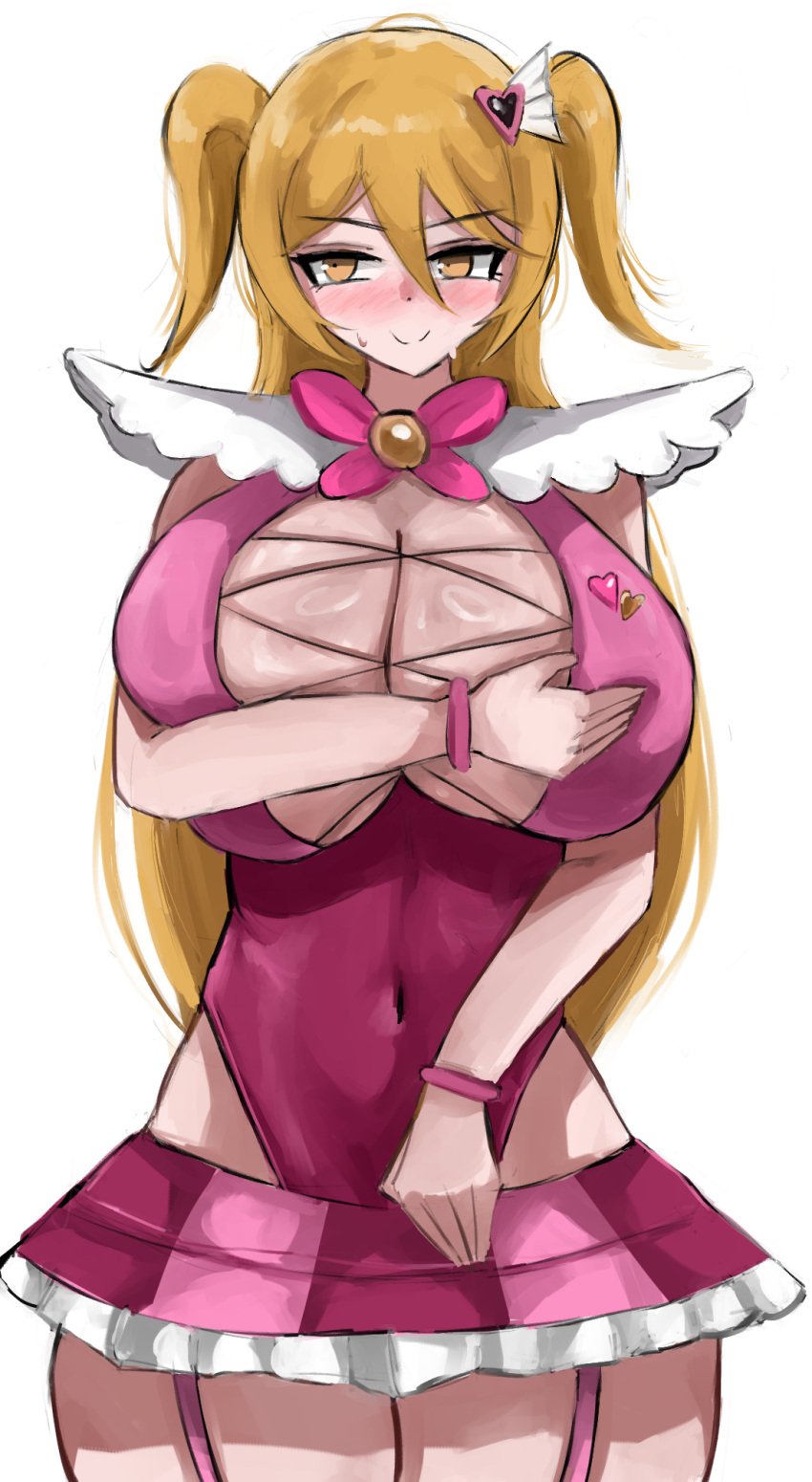 1girls absolutely_massive_dons blonde_hair blush breasts cleavage don_quixote_(limbus_company) eyebrows_visible_through_hair female female_only garter_belt garter_straps gigantic_breasts hair_ornament huge_breasts huge_heavy_quixotes leotard light-skinned_female light_skin limbus_company long_hair massive_breasts miniskirt project_moon shiny_skin smile soft_squishy_sancho solo sweat sweatdrop thick_thighs tied_hair twintails wide_hips www1_(artist) yellow_eyes