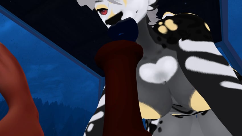 big_lips bimbo_lips black_lips furry furry_female horsecock huge_cock hyper_lips mrhighvoice open_legs plump_lips spread_legs sweat teasing_with_mouth vrchat yellow_nipples