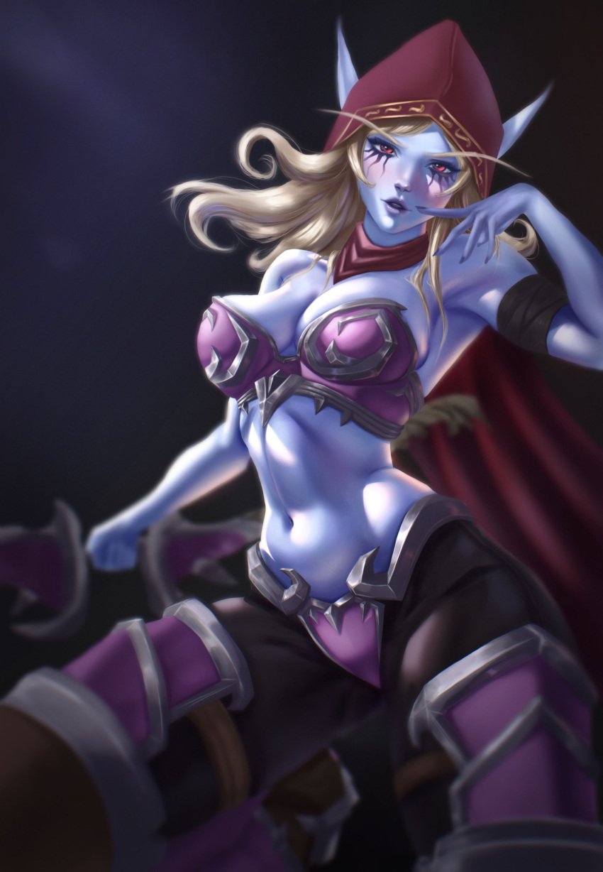 abs armor banshee_(warcraft) elf fit_female medium_breasts red_eyes sylvanas_windrunner warchief warcraft world_of_warcraft