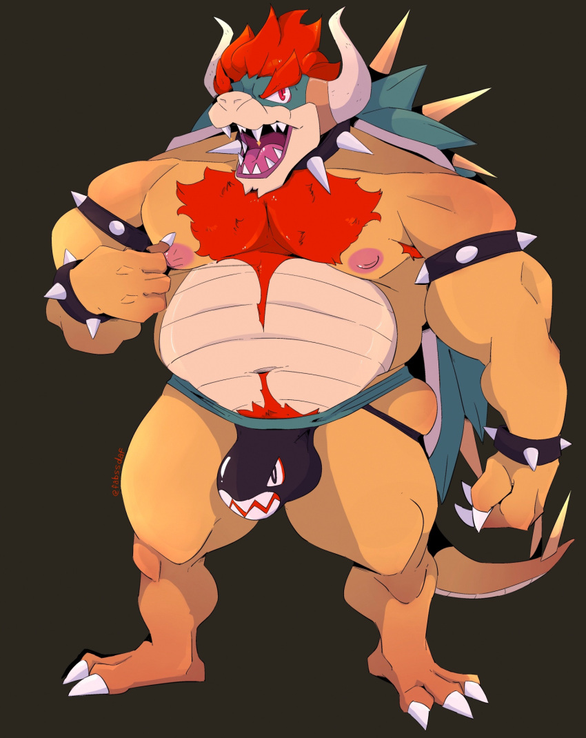 bowser fabssdaf jockstrap male male_only mario_(series) reptile solo_male underwear