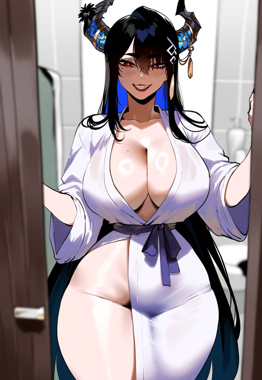 ai_generated ass ass_focus big_ass big_breasts big_butt big_thighs cleavage clothing dijiai female female_only focus from_front_position front_view hololive hololive_english horns hourglass_figure looking_at_viewer nerissa_ravencroft round_ass round_butt shower thick thick_ass thick_butt thick_legs thick_thighs thighs virtual_youtuber vtuber wide_hips