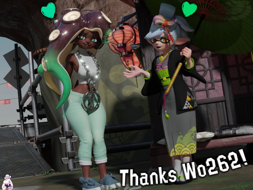 2girls 3d 3d_(artwork) female female_only lazza_(artist) marie_(octo_canyon) marie_(splatoon) marie_(wo262) marina_(octo_expansion) marina_(splatoon) marina_(wo262) nintendo splatoon splatoon_2 splatoon_2:_octo_canyon