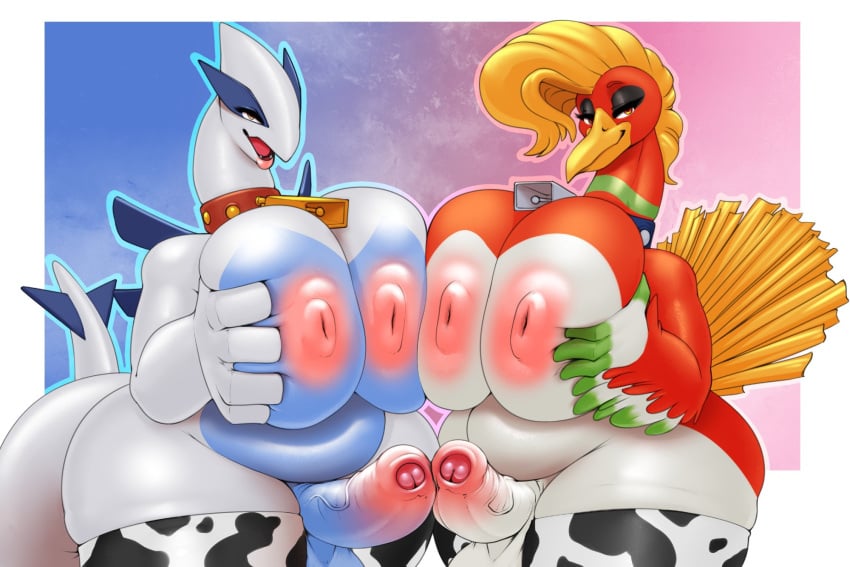 2futas alternate_version_available anthro balls bedroom belly big_ass big_penis bird breasts chubby chubby_futanari cowbell cowprint dicks_touching dragon duo erection frottage frottint furry futa_only futanari ho-oh holding_breasts huge_breasts inverted_nipples looking_at_viewer lugia mini_giantess nipples nude pale_skin partially_retracted_foreskin penis penis_on_penis penis_size_difference penises_touching pokemon pressing_breasts_together standing thick_thighs thighhighs uncut voluptuous waterabsorbant wide_hips