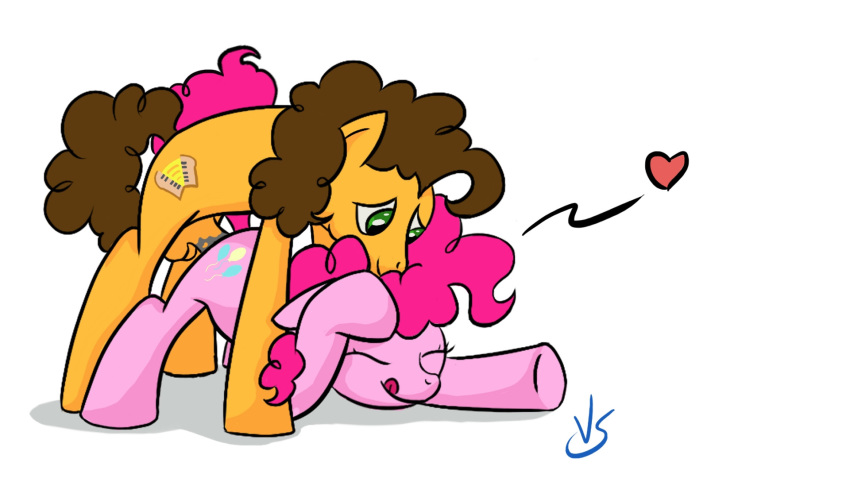 2014 all_fours brown_hair cheese_sandwich_(mlp) closed_eyes doggy_style equine female friendship_is_magic from_behind fur green_eyes hair horse horsecock love_heart male mammal my_little_pony nuzzle orange_fur penis pink_fur pink_hair pinkie_pie_(mlp) pony pussy_juice sex shirt smile straight straight_hair tongue unknown_artist