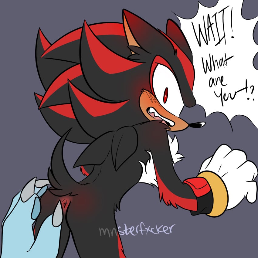 ass ass_focus ass_grab asshole dialogue dubious_consent mnsterfxcker pink_anus shadow_the_hedgehog shocked sonadow sonic_(series) sonic_the_hedgehog sonic_the_hedgehog_(series) sonic_the_werehog surprised unshaded