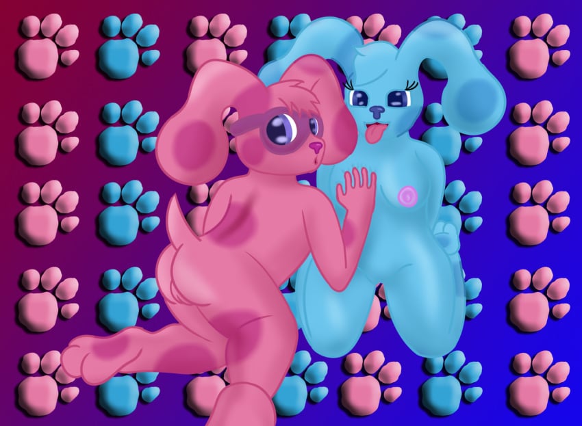 anthro ass blue's_clues blue_(blue's_clues) breasts canine female female_focus female_only fur furry kintarothemouse magenta_(blue's_clues) mammal nickelodeon nipples pussy tongue tongue_out yuri