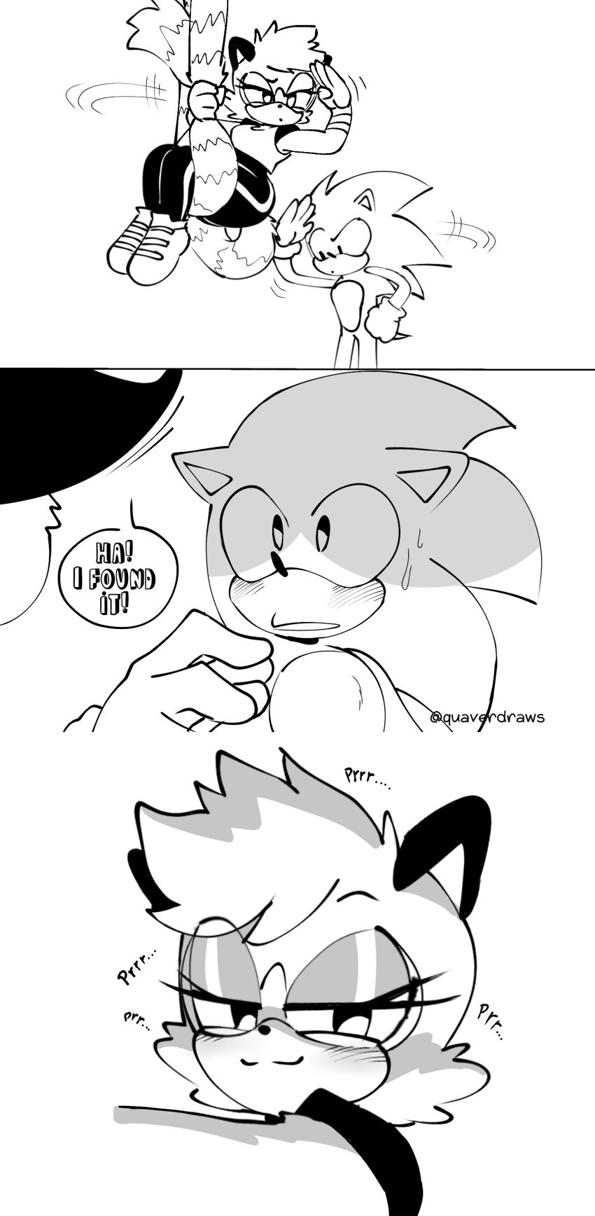 1boy 1girls ass bedroom_eyes comic lemur_tail quavernsfw sonic_(series) sonic_the_hedgehog suspended tangle_the_lemur