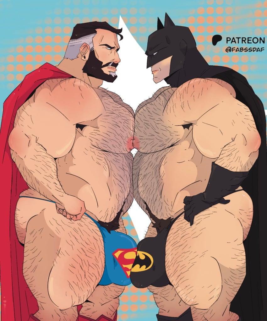 batman batman_(series) bruce_wayne clark_kent fabssdaf justice_league male male/male male_only rubbing_bulge superman superman_(series) thong underwear