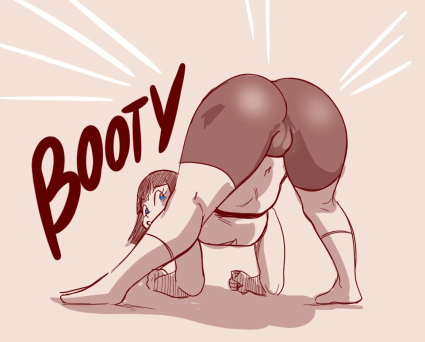 1girls ass bent_over big_ass bike_shorts dragon_ball dragon_ball_z female female_only full_body jack-o&#039;_pose jack-o_pose lemonjoojoo short_hair solo solo_female videl