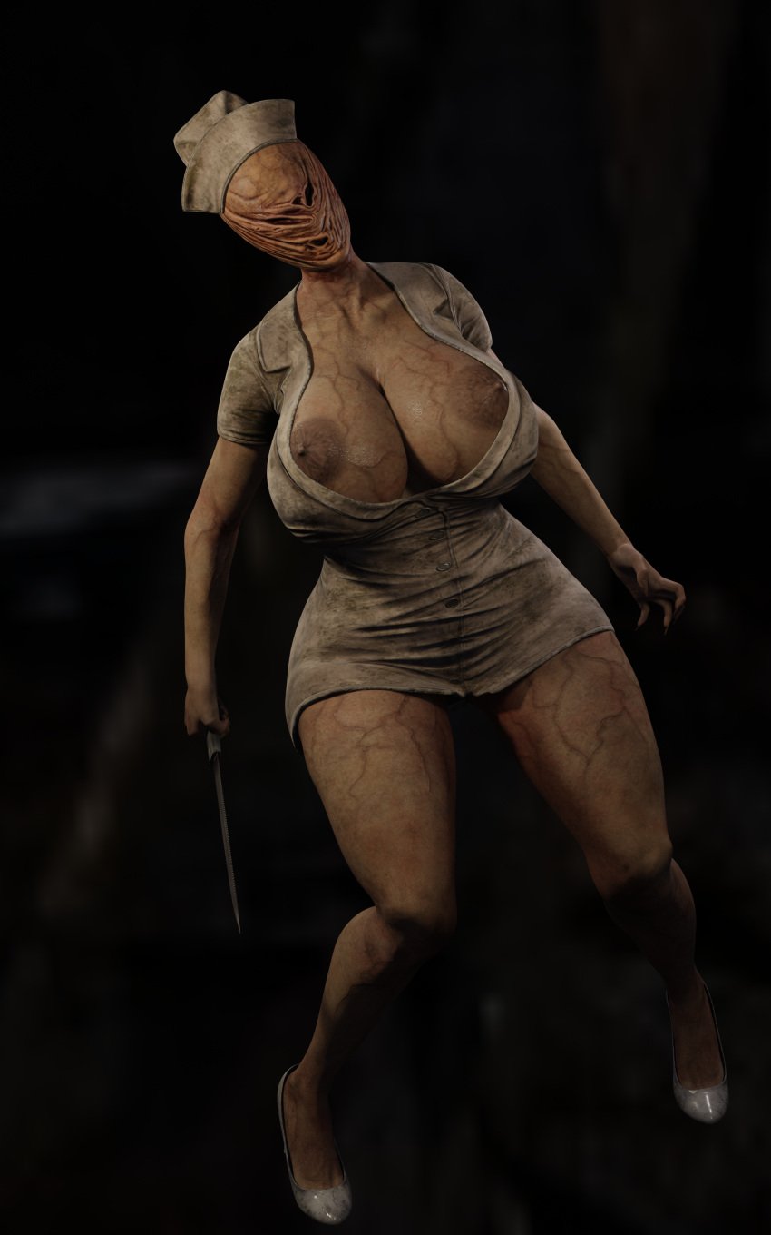 3d breasts curvy curvy_body curvy_female exposed_nipples female huge_ass huge_breasts huge_nipples innefective_clothing knife mopflop_(artist) nipple_slip nurse nurse_(silent_hill) nurse_cap nurse_uniform silent_hill silent_hill_3 thick_thighs veiny_breasts venus_body wardrobe_malfunction