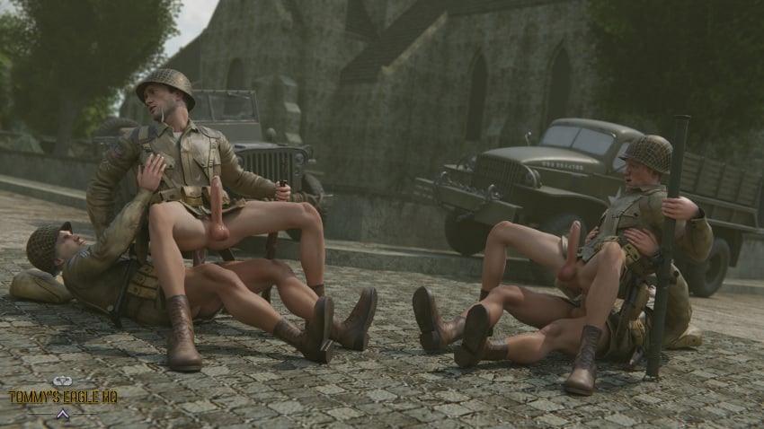 army cum gay gay_male group_sex medal_of_honor_airborne military orgy reverse_cowgirl_position soldier soldiers tommys_eagle_hq uniform ww2