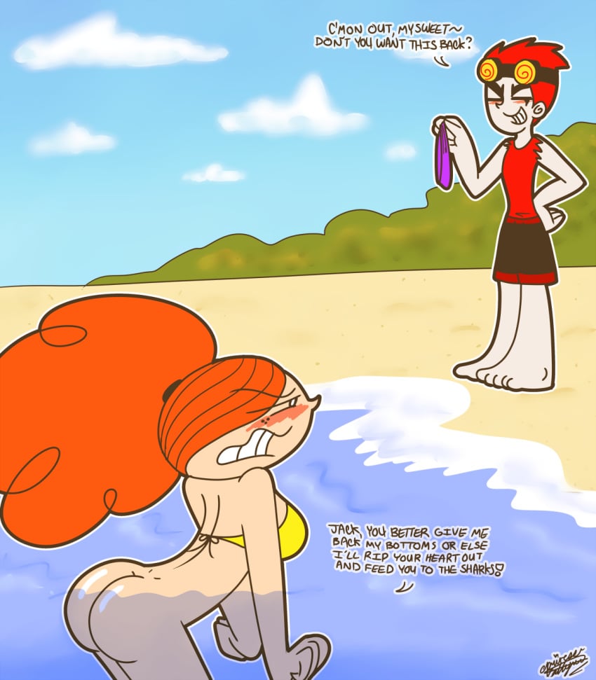 ass beach bikini bottomless crossover enf jack_spicer powerpuff_girls princess_morbucks princesscallyie stolen_bikini stolen_swimsuit xiaolin_showdown