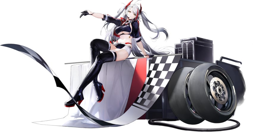 1girl 1girls azur_lane belt big_breasts black_footwear black_gloves black_thighhighs blush boots breasts checkered_flag choker crop_top female female_focus female_only fit fit_female flag full_body game game_cg garter gloves high_heel_boots high_heels hips iron_blood_(azur_lane) jacket large_breasts long_hair looking_at_viewer multicolored_hair navel official_alternate_costume official_art open_clothes panties prinz_eugen_(azur_lane) prinz_eugen_(final_lap)_(azur_lane) race_queen red_eyes red_hair red_panties shorts simple_background sitting skirt solo solo_female solo_focus stomach streaked_hair thick_thighs thigh_boots thigh_strap thighhighs tire toned toned_female two-tone_skirt two_side_up underboob underwear very_long_hair white_background white_hair yellow_eyes