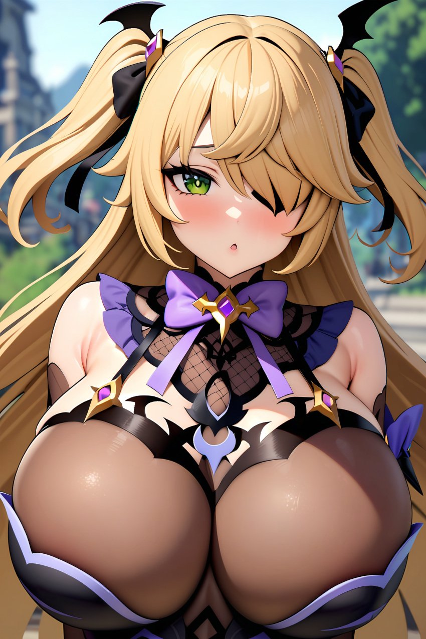 1girls ai_generated big_breasts blush breasts busty clothing curvy female ffee11-ai fischl_(genshin_impact) genshin_impact gigantic_breasts huge_breasts large_breasts massive_breasts voluptuous