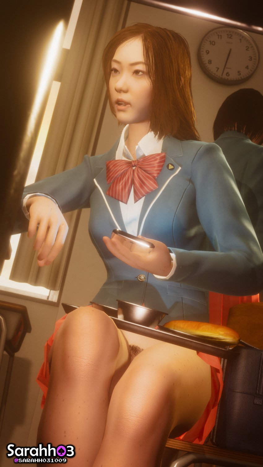 3d akane_(ryuu_ga_gotoku) hidden_camera no_panties pubic_hair ryuu_ga_gotoku sarahh03 school_uniform teenager upskirt yakuza_(series)