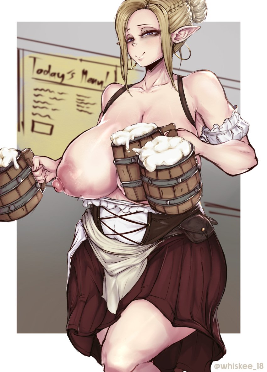 big_breasts elf elf_ears mostly_clothed whiskee