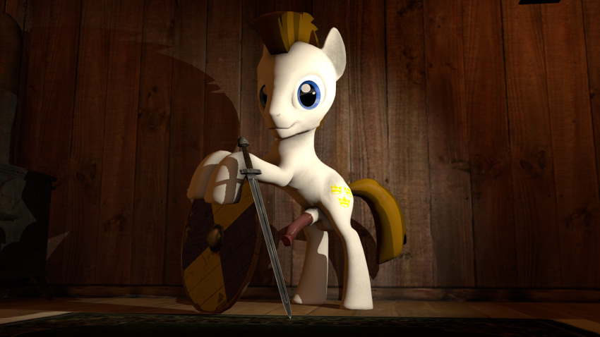 3d balls equine friendship_is_magic horse male male_only my_little_pony original_character penis pony shield solo source_filmmaker swedishsnus sword weapon