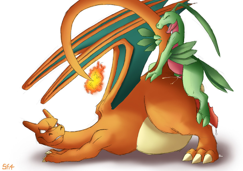 3_fingers 3_toes anal anal_sex bald barefoot charizard chubby claws closed_eyes cum cum_in_ass cum_inside cum_string dragon erection fire furry furry_only gay grovyle happy hi_res horn looking_back looking_up lying male nintendo no_humans nude on_back on_floor on_stomach open_mouth orange_eyes orgasm overweight penetration penis plain_background pokemon pokemon_(species) sex shadow size_difference skaifox small_dom_big_sub smile teeth toe_claws tongue video_games white_background wings