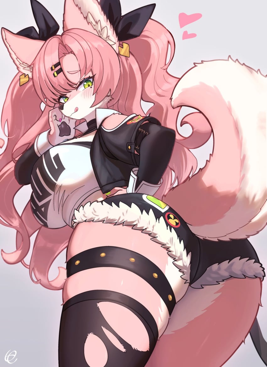 1girls ambiguous_species anthro anthro_only anthrofied big_ass big_breasts breasts bubble_butt canine female furrification furry huge_ass human_to_anthro licking_lips licking_muzzle nicole_demara pink_fur pink_hair tagme theta_k23 thick_thighs tongue_out unknown_species white_fur wide_hips zenless_zone_zero