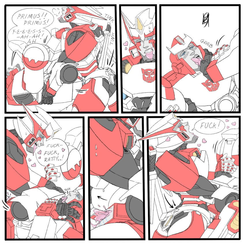 autobot autobot_insignia autobots begging blue_eyes calling_out_name climax clinging comic comic_page comic_panel cum_in_mouth cum_on_face cum_on_mouth cumming cuntboy cursing dialogue dialogue_bubble drift_(transformers) finger_in_another's_mouth finger_in_mouth folding fuck_me_eyes heart hearts_around_head intersex legs_apart legs_held_open legs_spread legs_up licking_fingers male mecha mouthful nuefass orgasm orgasm_face peeking_down pinning_down pinning_down_knees ratchet_(transformers) robot robot_alien robot_humanoid robot_male simple_background simple_coloring simple_shading speech_bubble spreading_legs sucking_fingers talking talking_to_partner tongue transformers transformers_idw yaoi