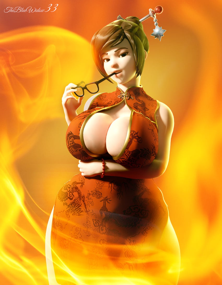 1girls 2022 3d 3d_(artwork) asian asian_female bedroom_eyes big_breasts big_breasts biting_glasses blizzard_entertainment boob_window breasts breasts busty busty_female chinese chinese_clothes chinese_dress chinese_female curvaceous curvy curvy_female curvy_figure eager female female_focus female_only fire from_front_position front_view glasses hips looking_at_viewer mei_(overwatch) overwatch overwatch_2 solo solo_female solo_focus the_blue_widow33 thick_thighs thighs video_game_character wide_hips