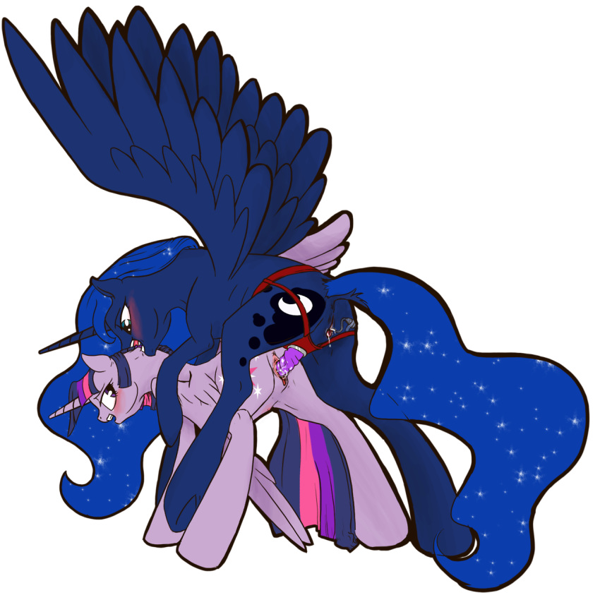 2014 alicorn ass bite blue_eyes blue_fur blue_hair blush crotchboobs dildo equine female female_only femdom femsub friendship_is_magic fur hair horn horse lezdom looking_back mammal multicolored_hair my_little_pony nude open_mouth penetration pony princess_luna_(mlp) purple_eyes purple_fur purple_hair pussy pussy_juice sex sex_toy silfoe strapon tiny_crotchboobs twilight_sparkle_(mlp) vaginal_penetration vibrator white_background wings yuri