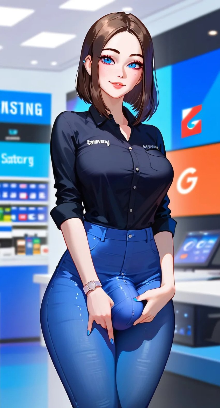 1futa ai_generated bulge bulge_through_clothing erect_penis erection futa_only futa_sans_pussy futanari huge_cock jeans looking_at_viewer penis_under_clothes samsung samsung_sam thick_thighs tight_clothing wide_hips