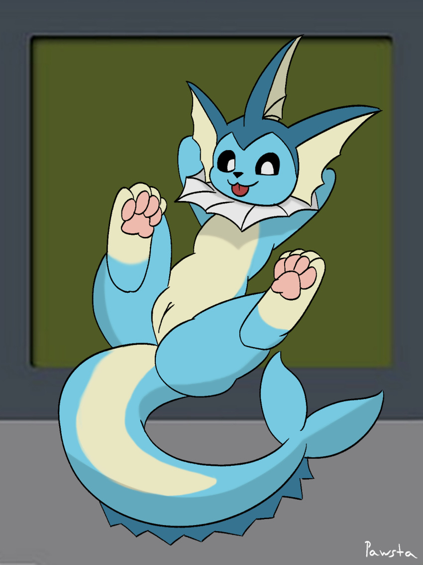 blep eeveelution female fin game_boy game_boy_family generation_1_pokemon genitals hi_res marine nintendo no_humans paws pawsta pokemon pokemon_(species) pussy solo tail tongue tongue_out vaporeon