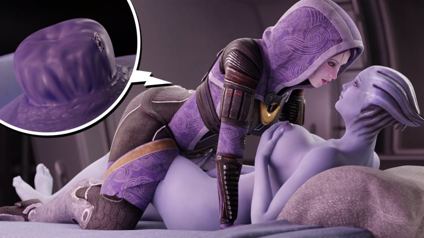 1boy 2girls alien alien_girl alien_humanoid asari bed bedroom bedroom_eyes big_breasts bigger_female bioware breasts clothed clothed_female clothed_male commander_shepard envlight extreme_size_difference female giantess height_difference human human_male larger_female liara_t&#039;soni male mass_effect naked naked_female nude nude_female nudity quarian shepard shrunk shrunken_male size_difference smaller_male tali&#039;zorah_nar_rayya technical_threesome yuri